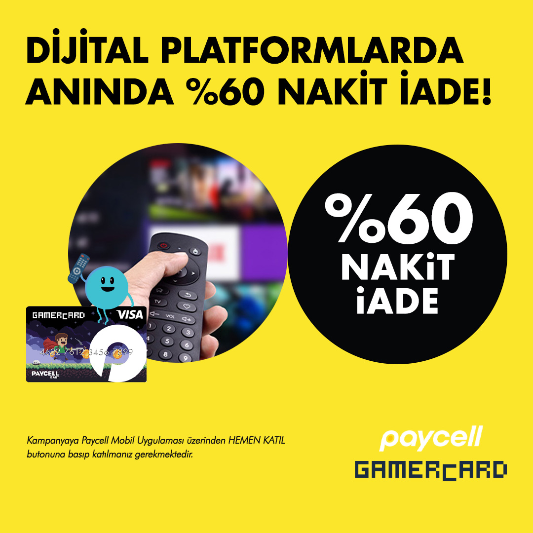 Dijital Platformlarda Anında %60 Nakit İade!